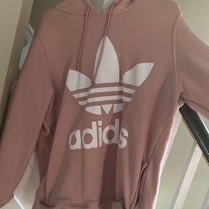 Rose gold adidas hoodie . Price listed ( obo ) lightly worn , good condition ,XL